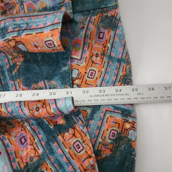 Pilcro Bohemian Blue Patterned Denim Midi Skirt - Picture 7 of 7